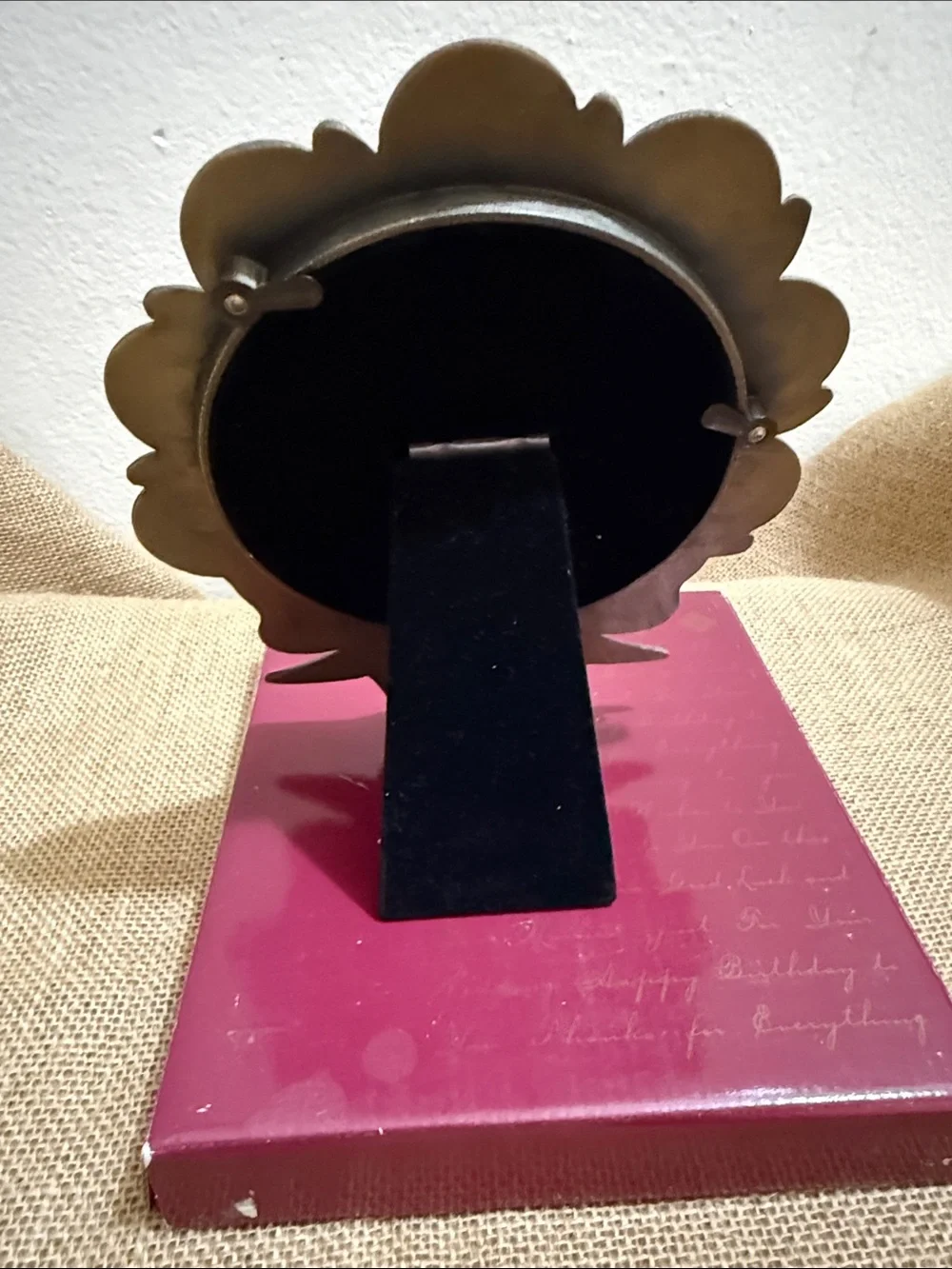 Engravable Brass Swirl Bow Photo Frame - Gold